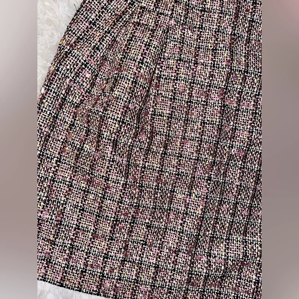 Carmen Marc Valvo Elegant Multicolor Tweed Dress - NWOT Size 14
